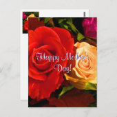 Glückliche Muttertag Rote Gelbe Rosen Postkarte (Vorne/Hinten)