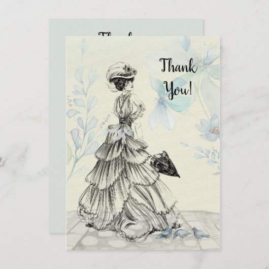 Glückliche Muttertag Viktorianische Parasolvögel Dankeskarte (Vorne/Hinten)