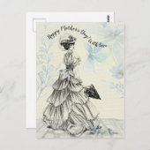 Glückliche Muttertag Viktorianische Parasolvögel Postkarte (Vorne/Hinten)