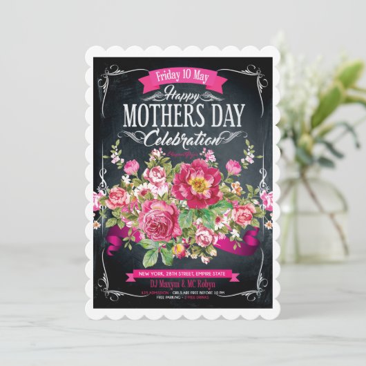 Glückliche Muttertagskarte Einladung (Stehend Vorderseite)