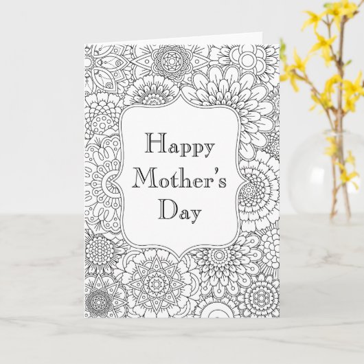 Glückliche Muttertagskarte (Erwachsenenfärbung) Karte (Gelbe Blume)