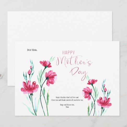 Glückliche Muttertagskarte Feiertagskarte (Vorne/Hinten)