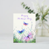 Glückliche Muttertagskarte Frühjahrsschmetterlinge Postkarte (Stehend Vorderseite)