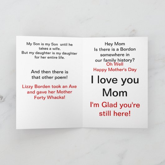 Glückliche Muttertagskarte Karte (Innenseite)