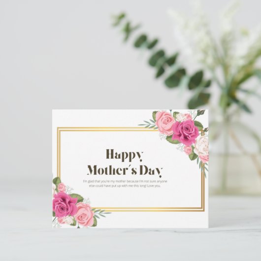Glückliche Muttertagskarte Postkarte (Stehend Vorderseite)