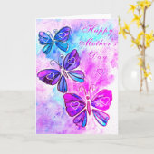 Glückliche Muttertagskarte Rosa Schmetterlinge Her Karte (Gelbe Blume)