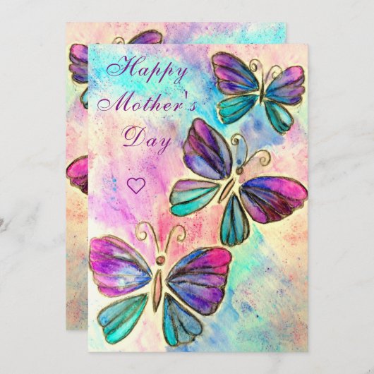 Glückliche Muttertagskarte Schmetterlinge fliegen (Vorne/Hinten)
