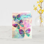 Glückliche Muttertagskarte Schmetterlinge fliegen  Karte (Gelbe Blume)