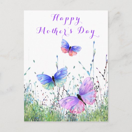 Glückliche Muttertagskarte Schmetterlinge fliegend Postkarte (Vorderseite)