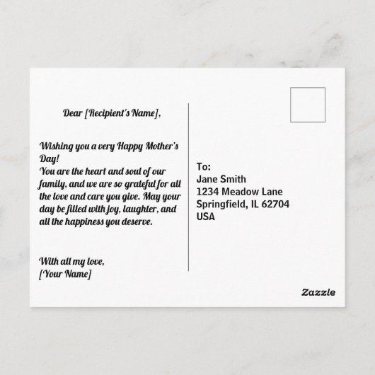 Glückliche Muttertagskuh Vintage Postkarte (Rückseite)