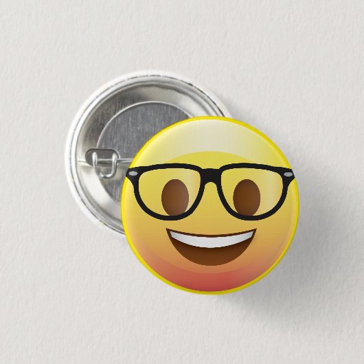 Glückliche Nerd-Gläser Emoji stellen Button (Vorne & Hinten)