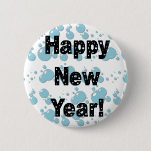 Glückliche Neujahrsblasen Button