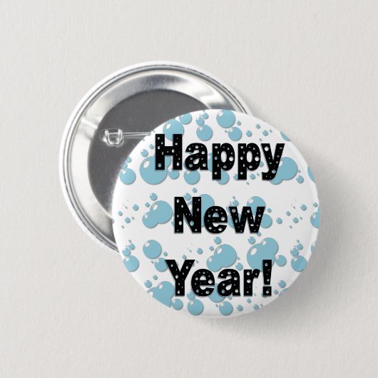 Glückliche Neujahrsblasen Button (Vorne & Hinten)