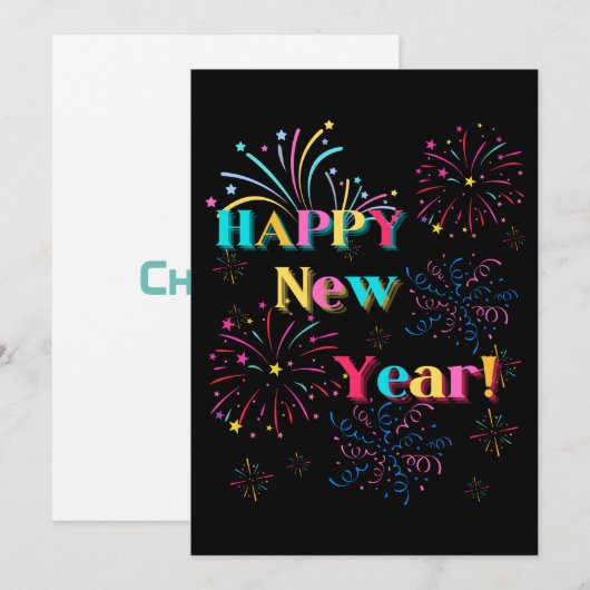 Glückliche Neujahrsfeier Einladung (Vorne/Hinten)