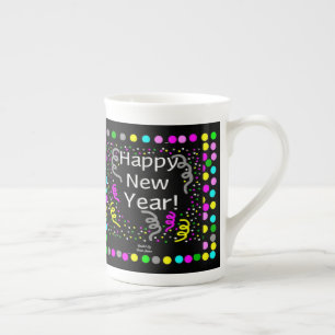 Glückliche Neujahrsgruß Knochen China Tasse