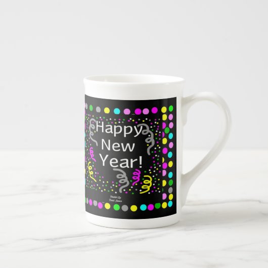 Glückliche Neujahrsgruß Knochen China Tasse (Rechts)