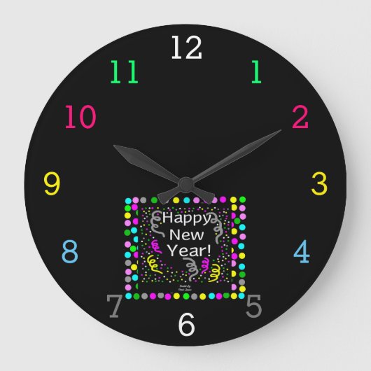 Glückliche Neujahrsgrüße Akrylauer Wall Clock Große Wanduhr (Vorderseite)