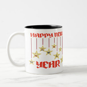 Glückliche Neujahrsgrüße Zweifarbige Tasse