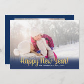 Glückliche Neujahrskalligraphie | 2 Fotos Feiertagskarte (Vorne/Hinten)