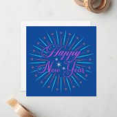 Glückliche Neujahrskarte Glitzern Grußkarte Mitteilungskarte (Vorderseite/Rückseite Beispiel)