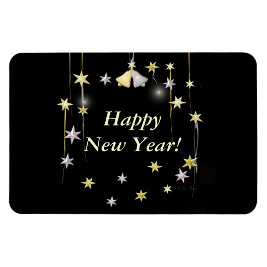 Glückliche Neujahrsspiele auf schwarz Magnet (Horizontal)