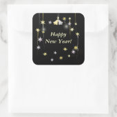 Glückliche Neujahrsspiele auf schwarz Quadratischer Aufkleber (Tasche)