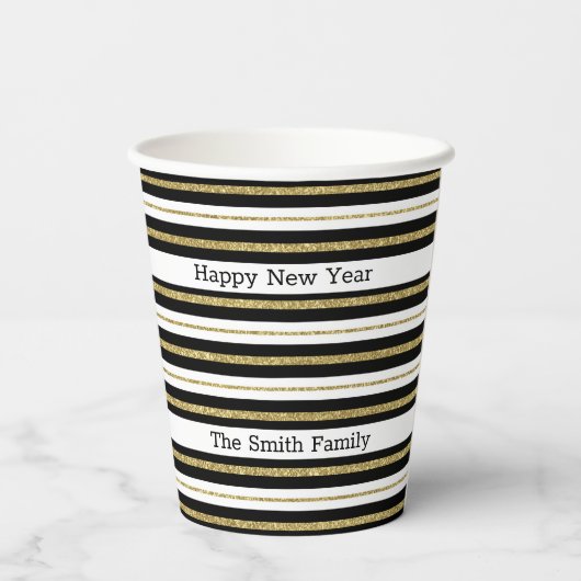 Glückliche Neujahrsstreifen Pappbecher (Rückseite)