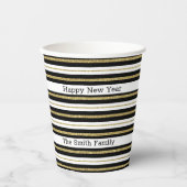 Glückliche Neujahrsstreifen Pappbecher (Vorderseite)