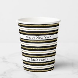 Glückliche Neujahrsstreifen Pappbecher