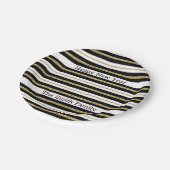 Glückliche Neujahrsstreifen Pappteller (Schrägansicht)