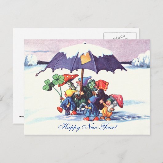 Glückliche Neujahrsvorstellungen Feiertagspostkarte (Vorne/Hinten)