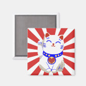 Glückliche niedliche Neokatze in aufsteigender Son Magnet (Vorderseite/Rückseite)