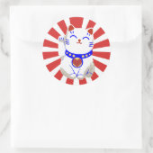 Glückliche niedliche Neokatze in aufsteigender Son Runder Aufkleber (Tasche)