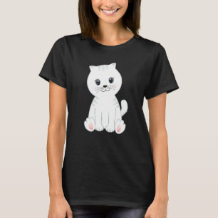 Glückliche niedliche weiße Katze Kätzchen Tier Hau T-Shirt