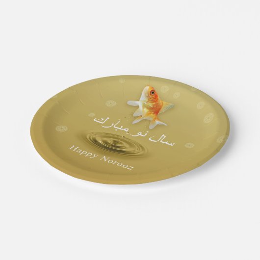 Glückliche Norooz Fische - persischer neues Pappteller (Schrägansicht)