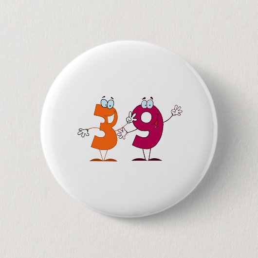 Glückliche Nr. 39 Button (Vorderseite)