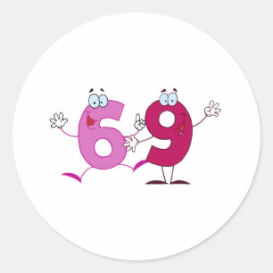 Glückliche Nr. 69 Runder Aufkleber