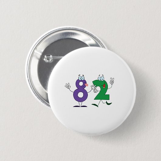Glückliche Nr. 82 Button (Vorne & Hinten)