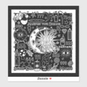 Glückliche Numerologie Manifesting Magic Black & W Aufkleber (Blatt)