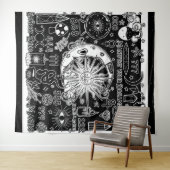 Glückliche Numerologie Manifesting Magic Black & W Wandteppich (Beispiel (Horizontal))