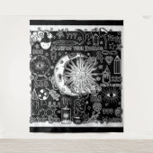 Glückliche Numerologie Manifesting Magic Black & W Wandteppich (Vorderseite)