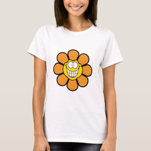 Glückliche Orange Blume T-Shirt
