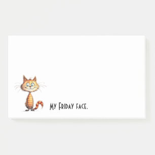 Glückliche Orange Cartoon-Katze Mein Freitag-Gesic Post-it Klebezettel