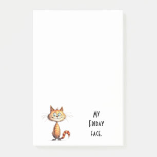 Glückliche Orange Cartoon-Katze Mein Freitag-Gesic Post-it Klebezettel