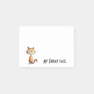Glückliche Orange Cartoon-Katze Mein Freitag-Gesic Post-it Klebezettel