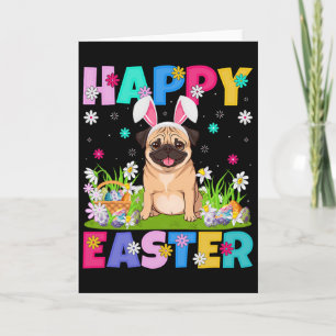 Glückliche Ostereiersuche Pug-Hunde Bunny Ohr Pug Karte