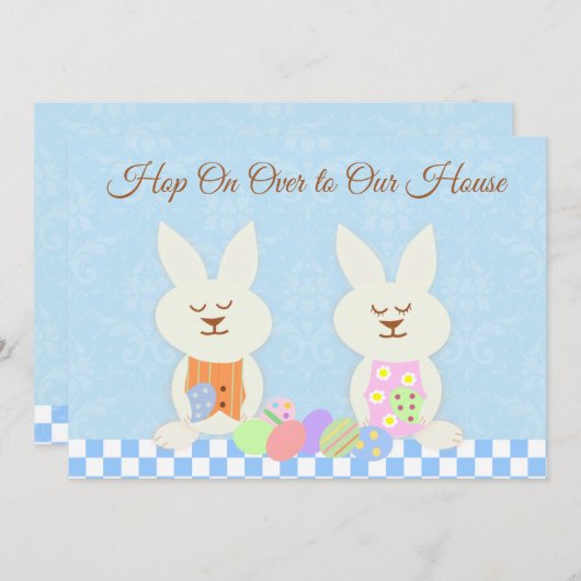Glückliche Osterhasen-Mittagessen-Einladung Einladung (Vorne/Hinten)