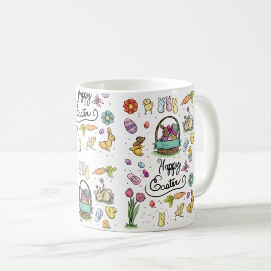 Glückliche Ostern-Kunst Kaffeetasse (VorderseiteRechts)