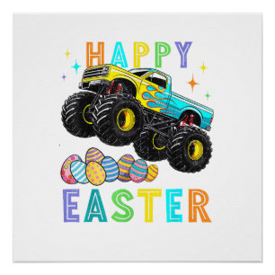 Glückliche Ostern Monster Truck Ostereier Kleinkin Poster