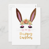 Glückliche Ostern-Prinzessin Bunny Face Feiertagspostkarte (Vorne/Hinten)